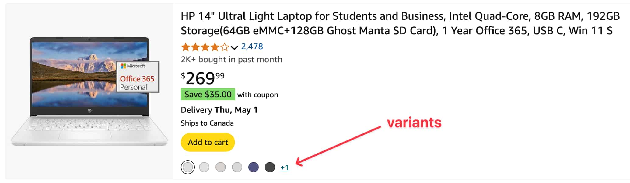 Example results: variants