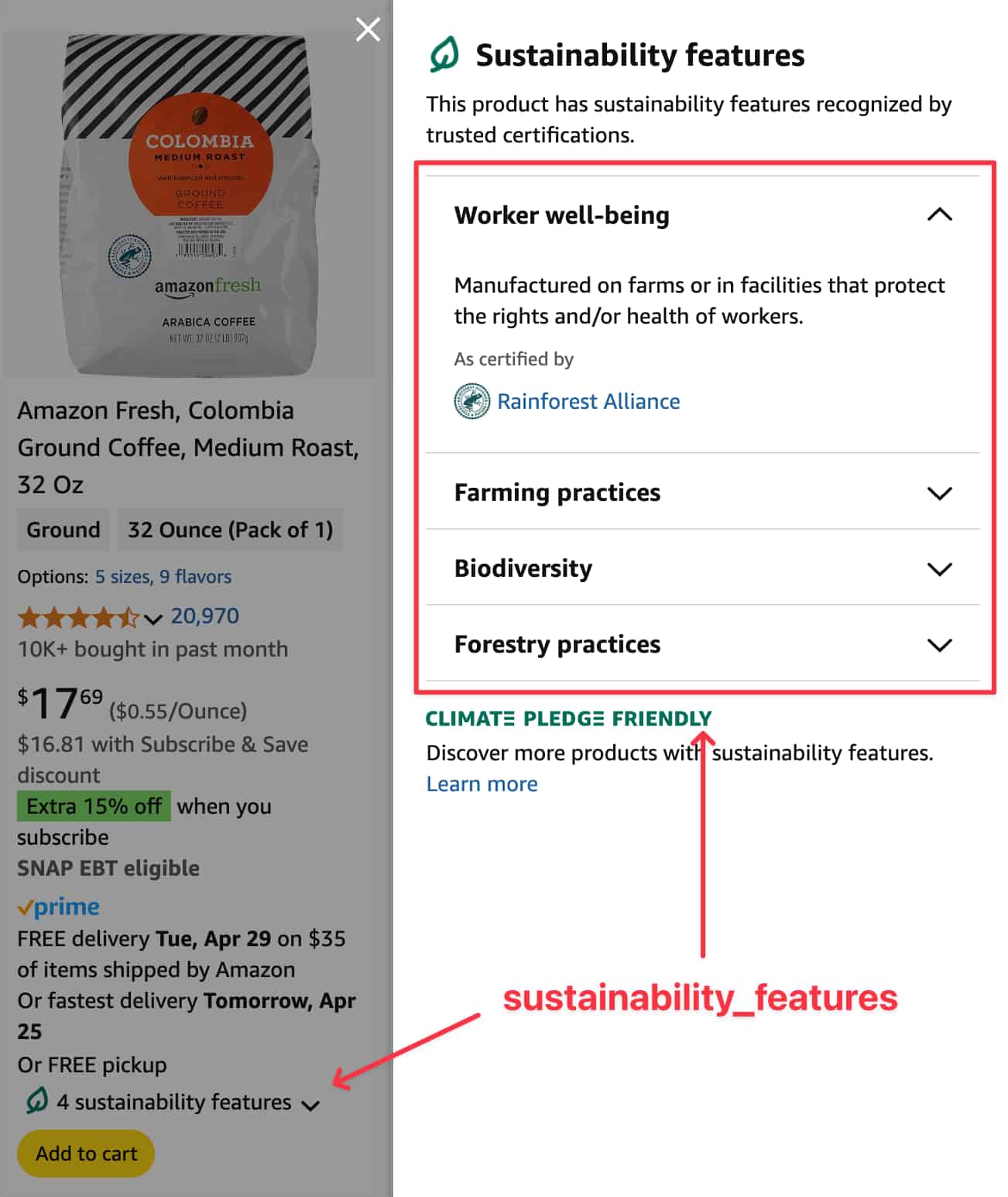 Example results: sustainability_features