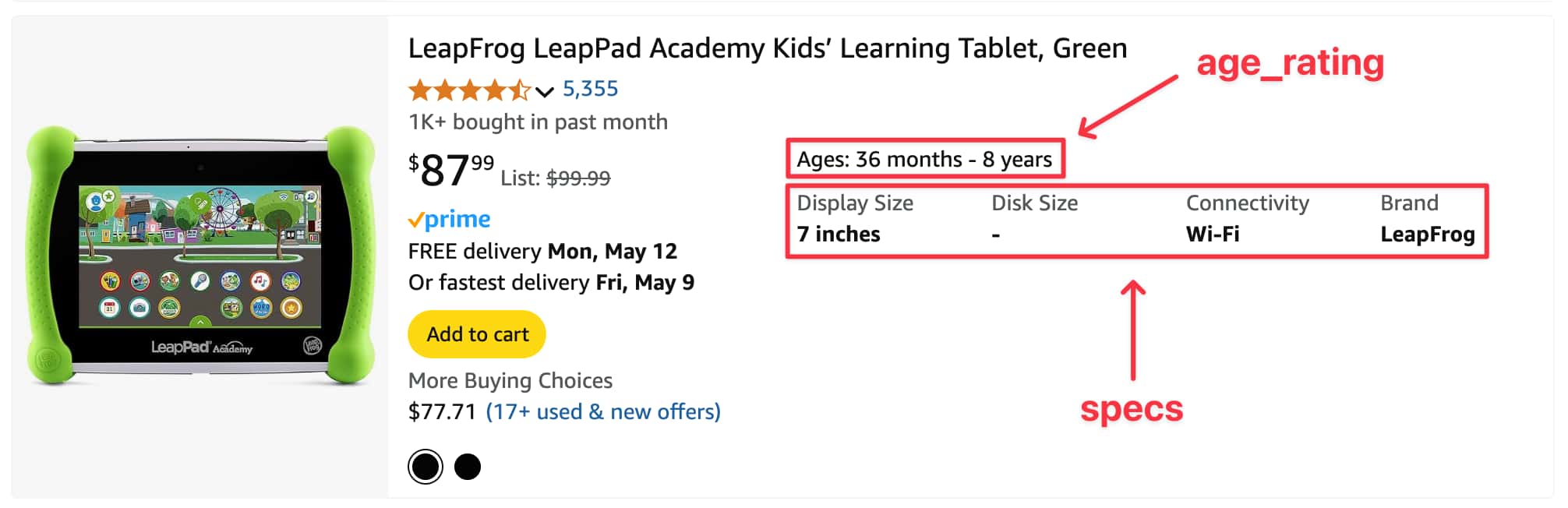 Example results: specs