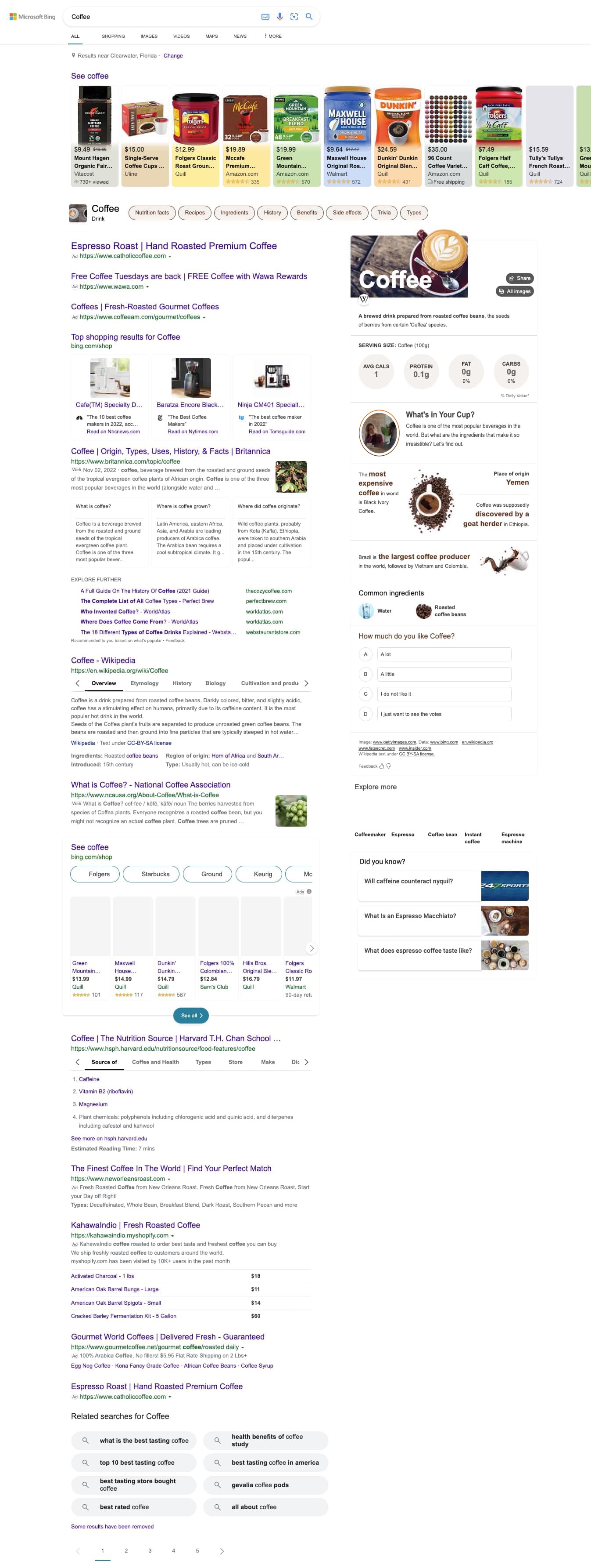 Example results for q: Coffee