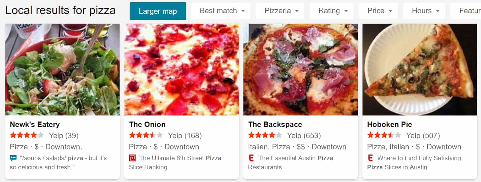 Inline local pack results