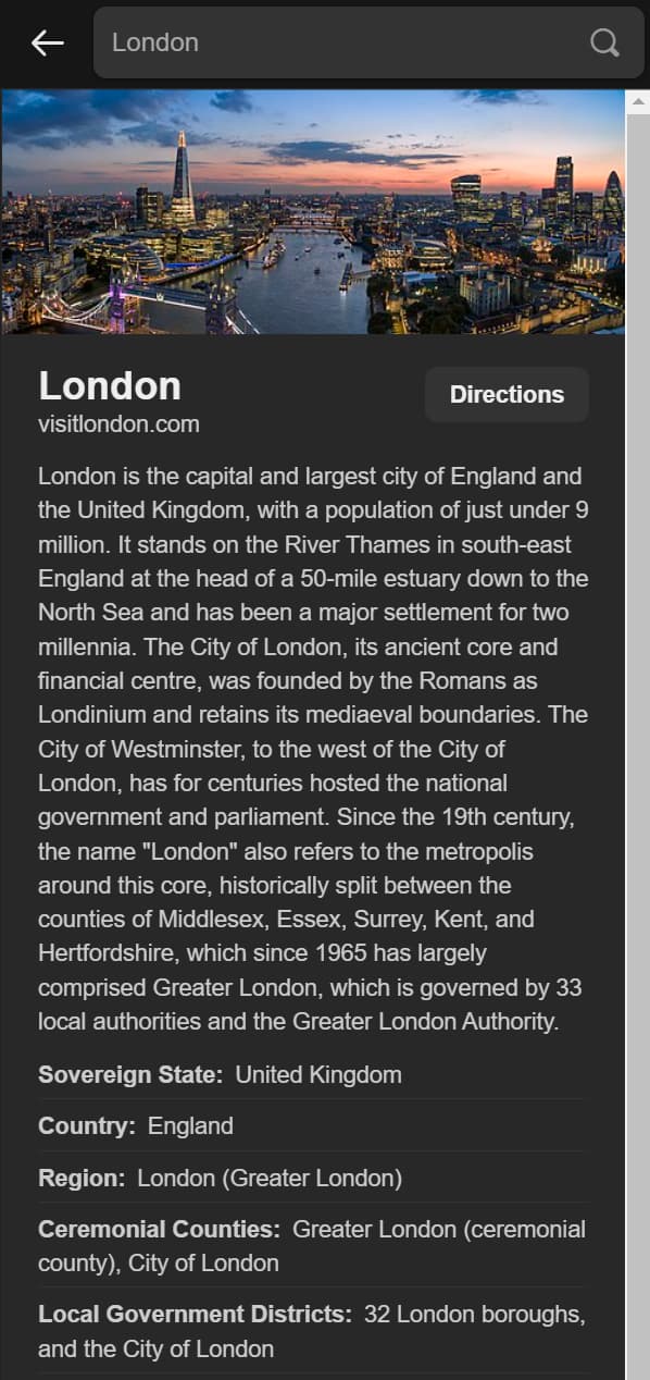Example with q: London