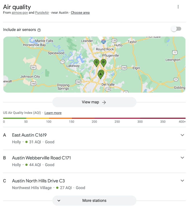 Air Quality Answer Box