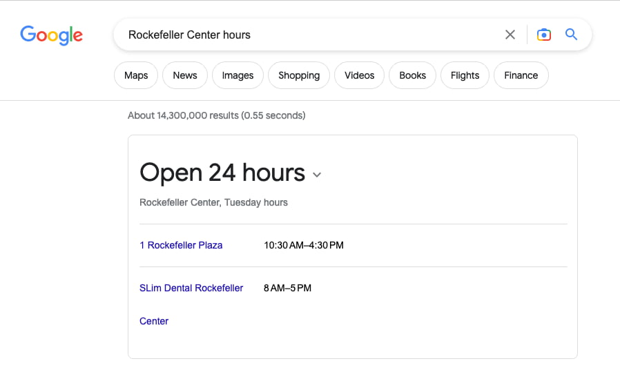 Open Hours Answer Box