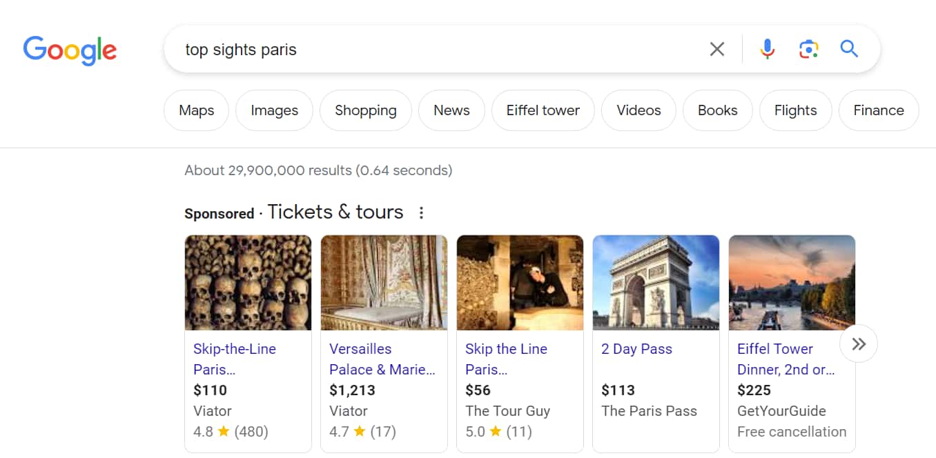 Results for: top sights Paris