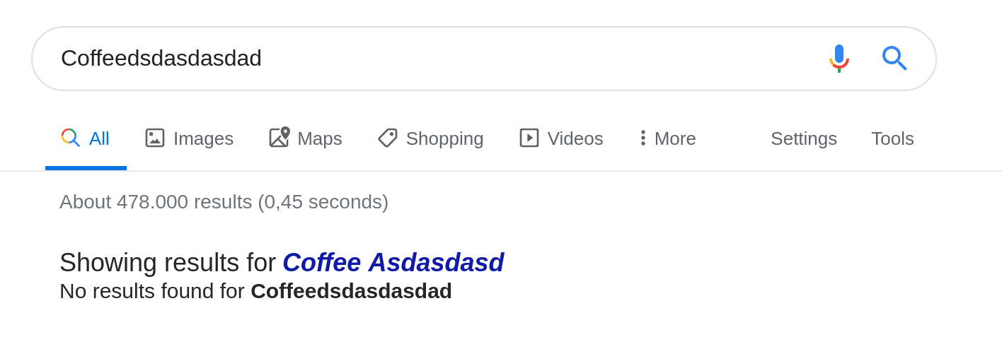Empty showing fixed spelling results: No results for exact spelling, but showing some for fixed spelling