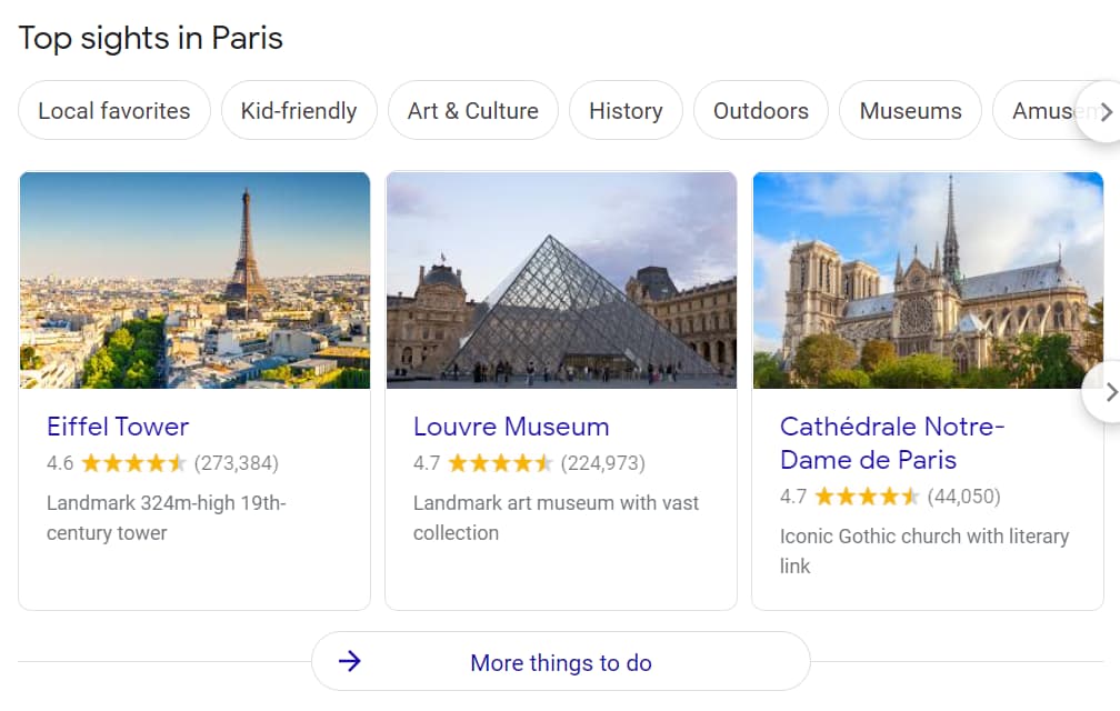 Results for: Top sights in Paris