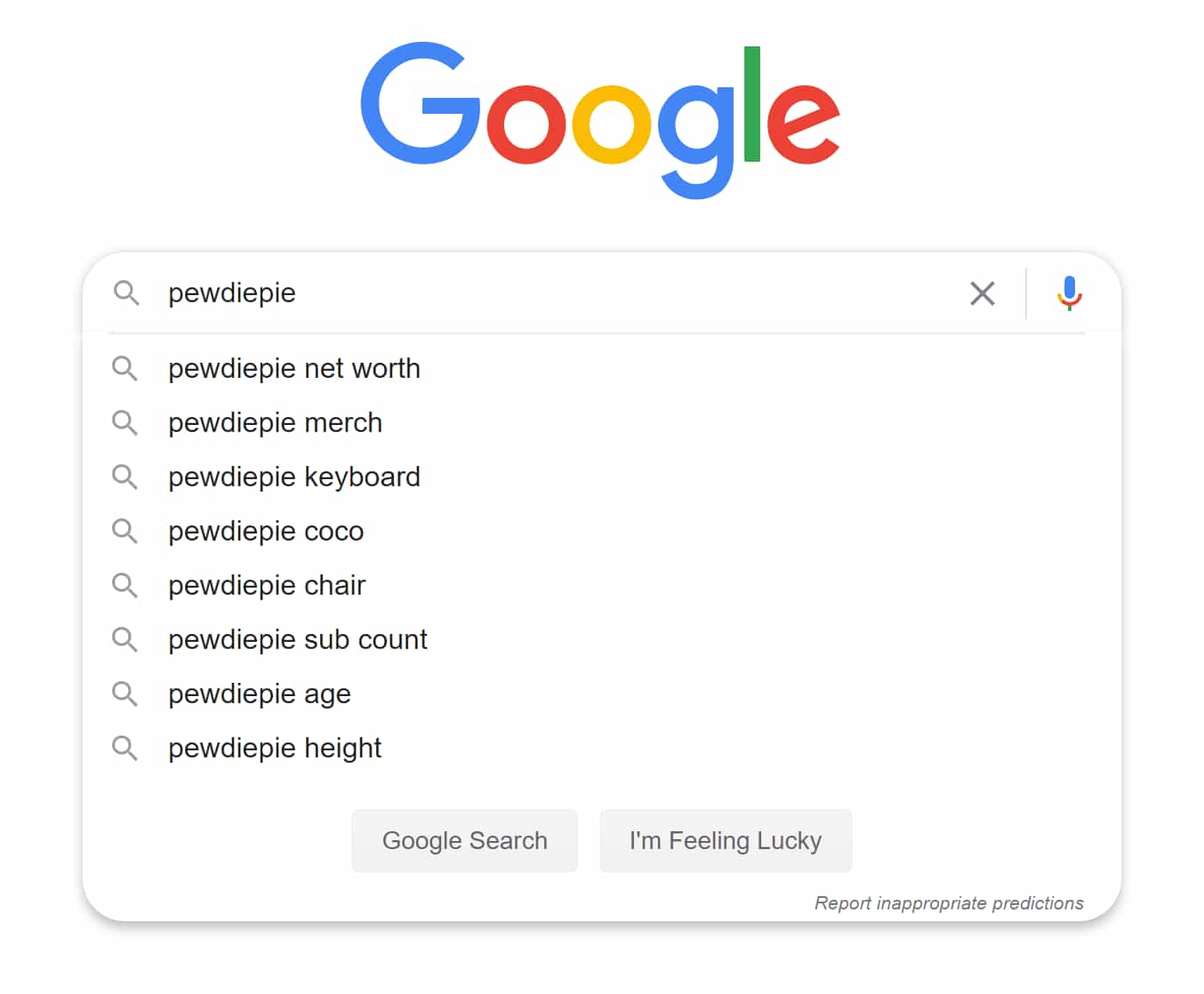 Example with q: pewdiepie and gl: au