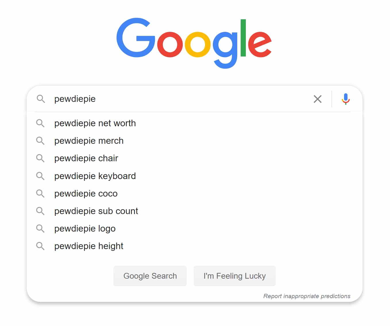 Example with q: pewdiepie and client: chrome