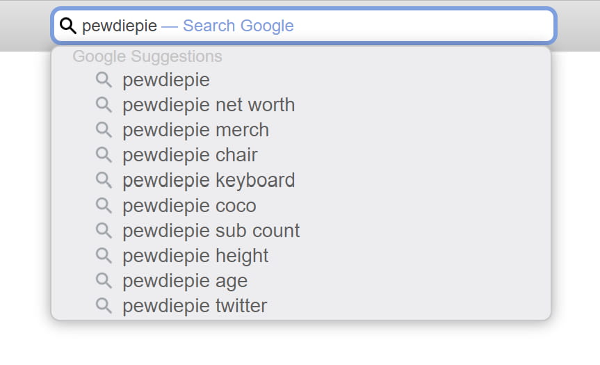 Example with q: pewdiepie and client: safari
