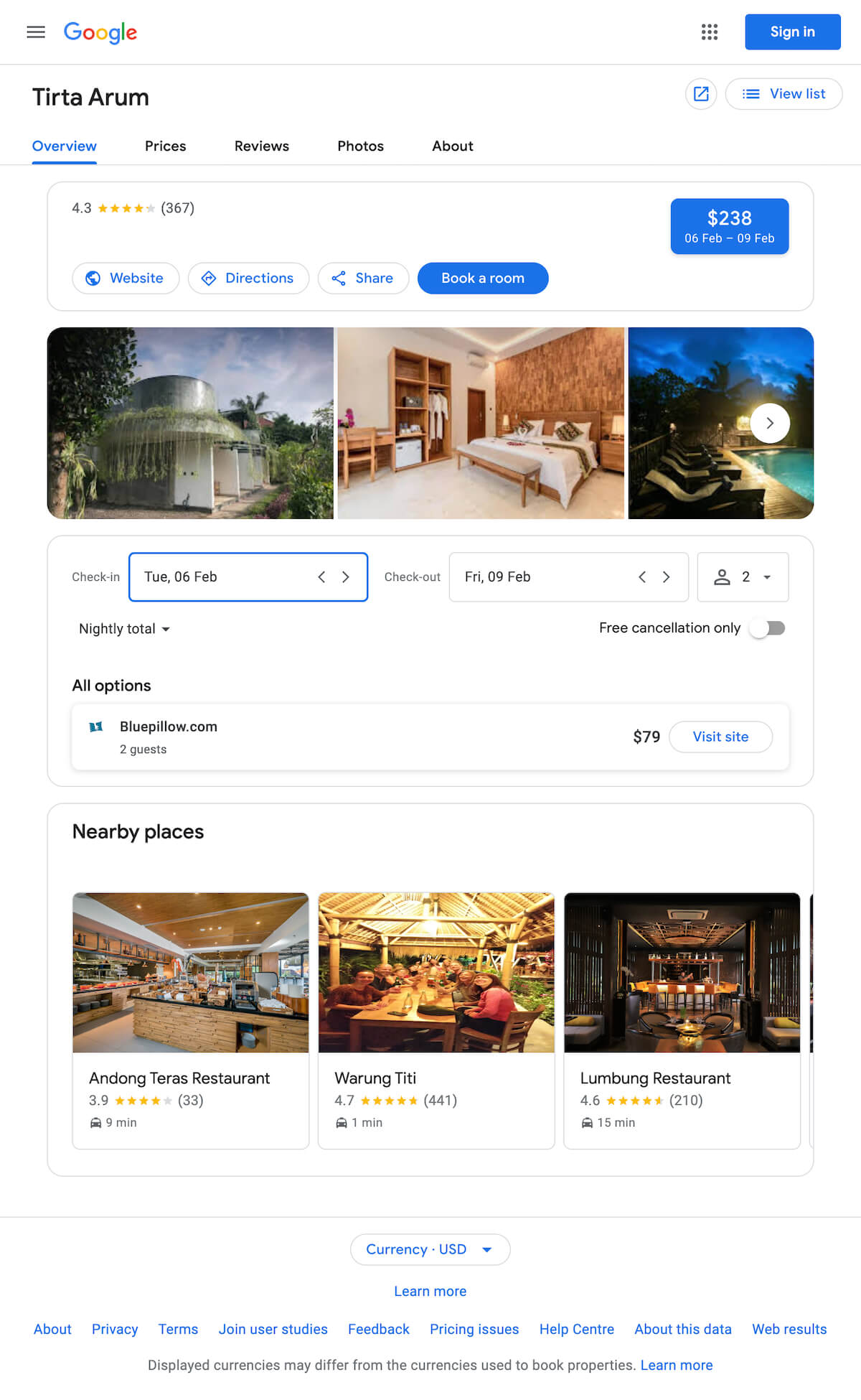 Example on Vacation Rentals