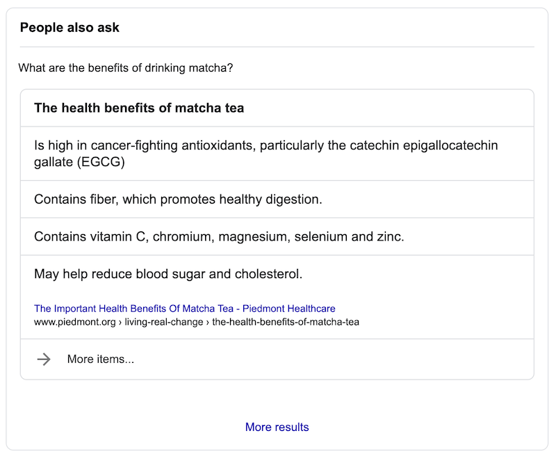 Example with q: What is matcha?