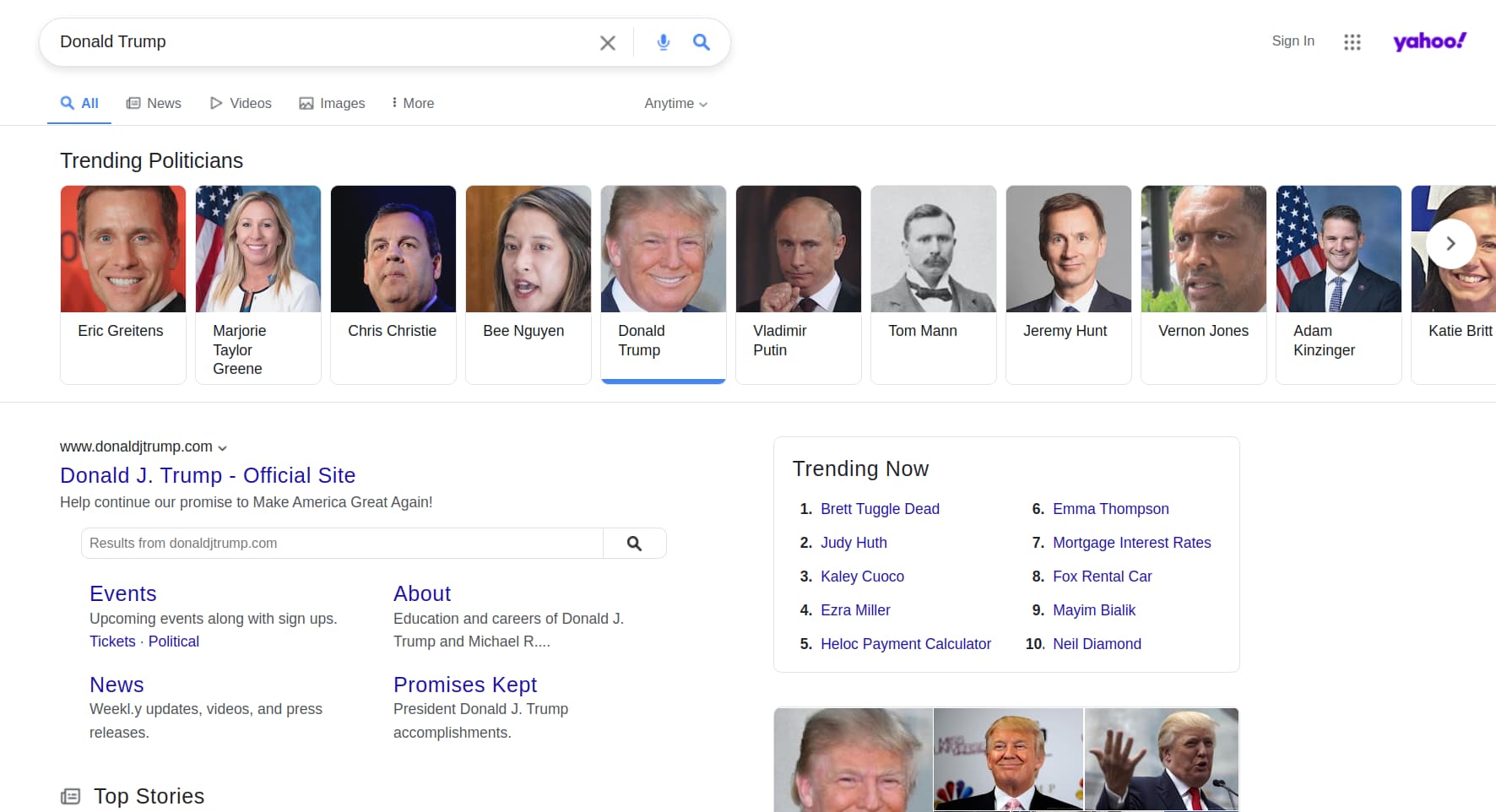 Results for: Donald Trump (with expanded related_trending_searches), using fr2 parameter